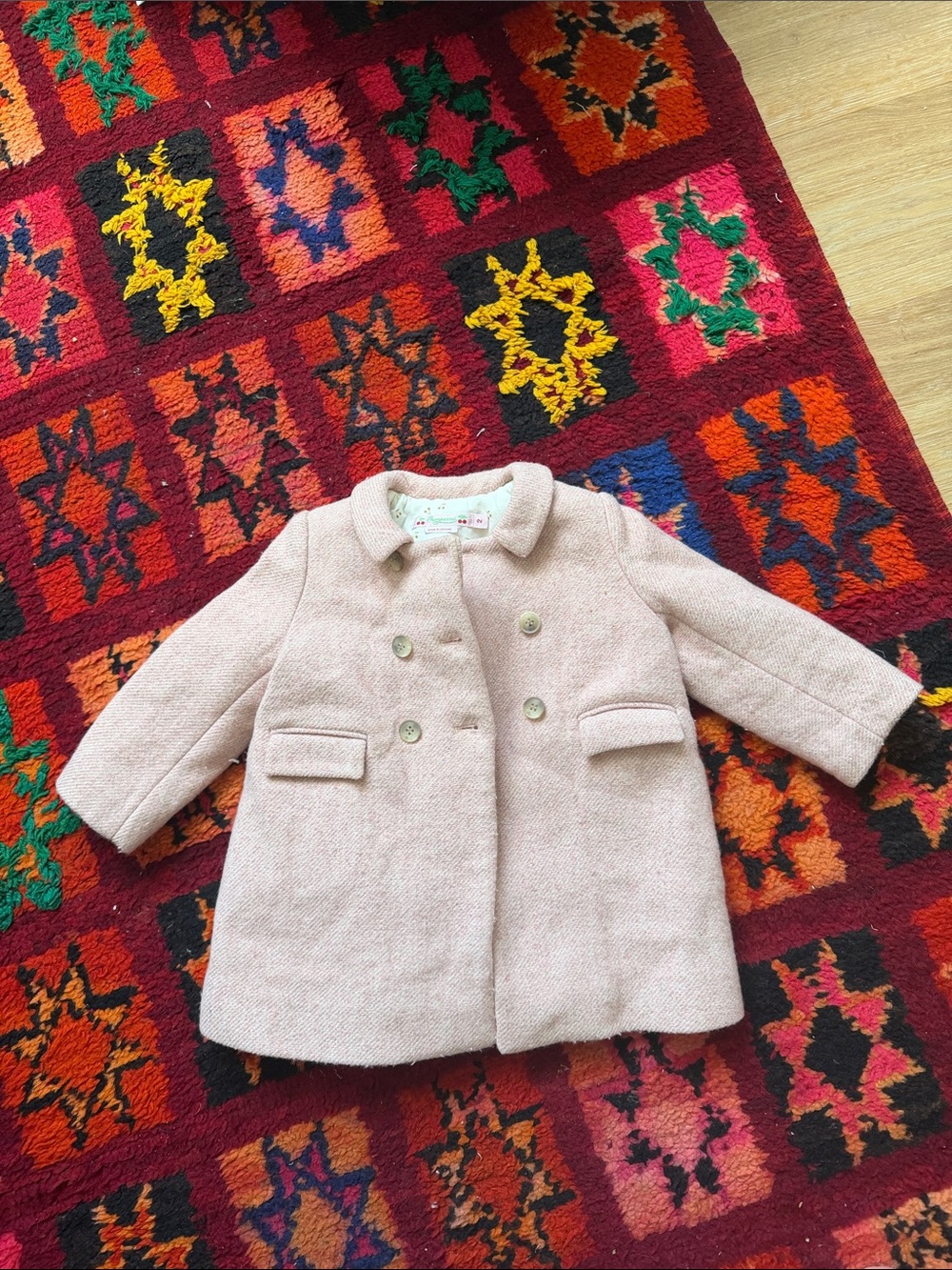 Bonpoint Pale Pink Double-Breasted Girls' Pea Coat